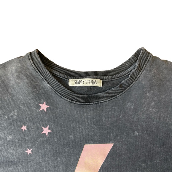 Sunday Stevens Gray Stars & Lightning Bolt Crewneck Sweatshirt - Small - Picture 4 of 12